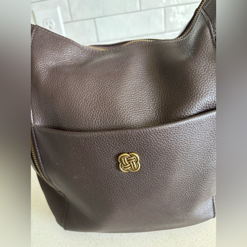 ELLIOTT LUCCA NEW BROWN GENUINE LEATHER TOTE SHOULDER BAG PURSE HANDBAG - Picture 7 of 10